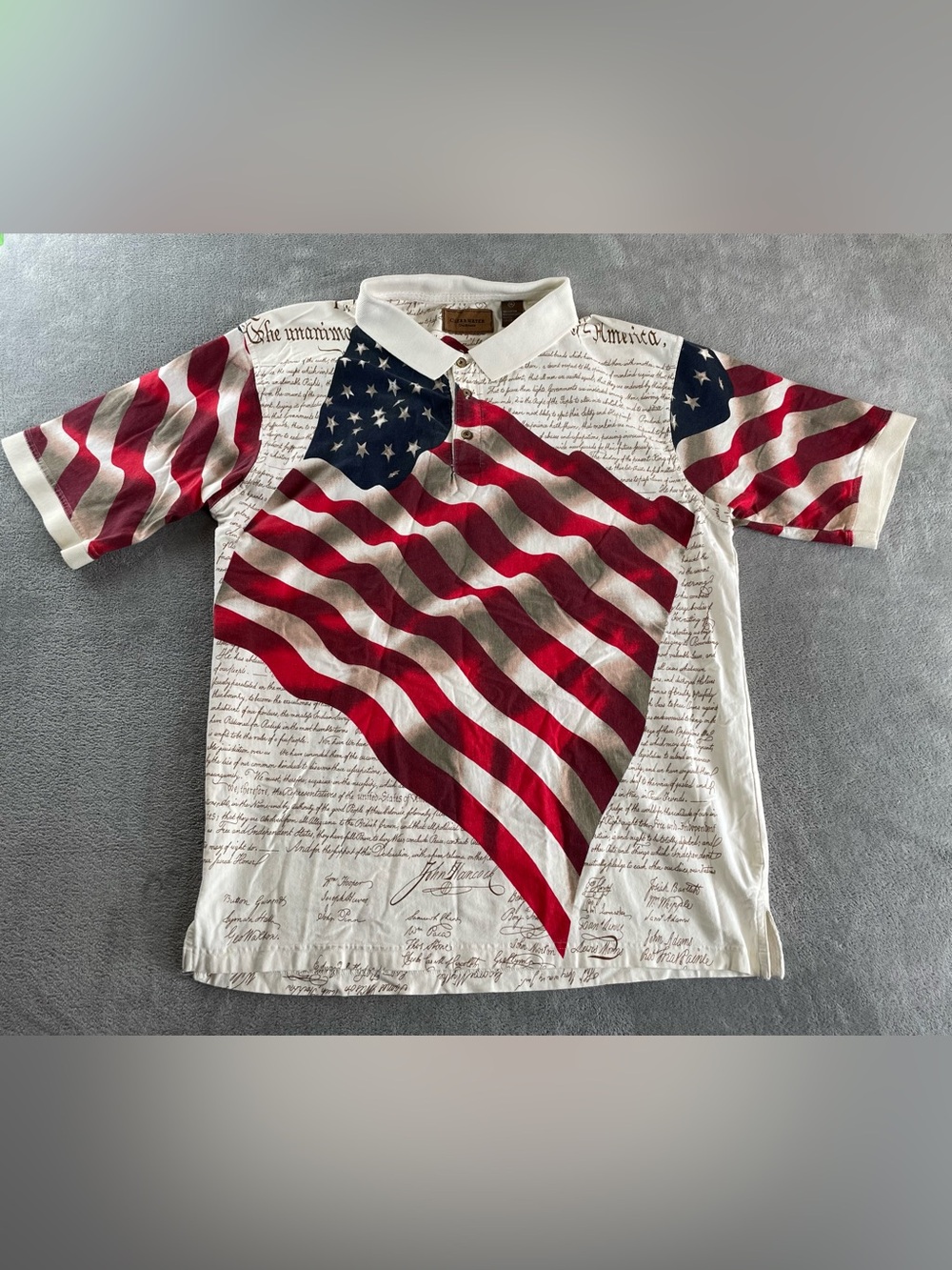 Clearwater Patriotic USA Flag Fourth of July Golf Casual Polo Shirt Men's XL / L